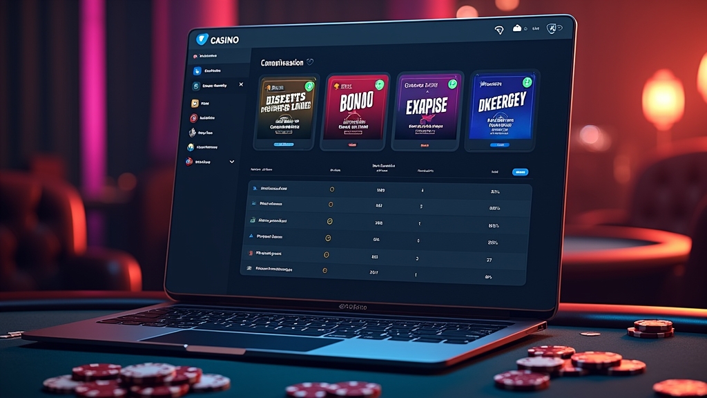 Vergleich verschiedener Bonusangebote auf einem Casino-Dashboard